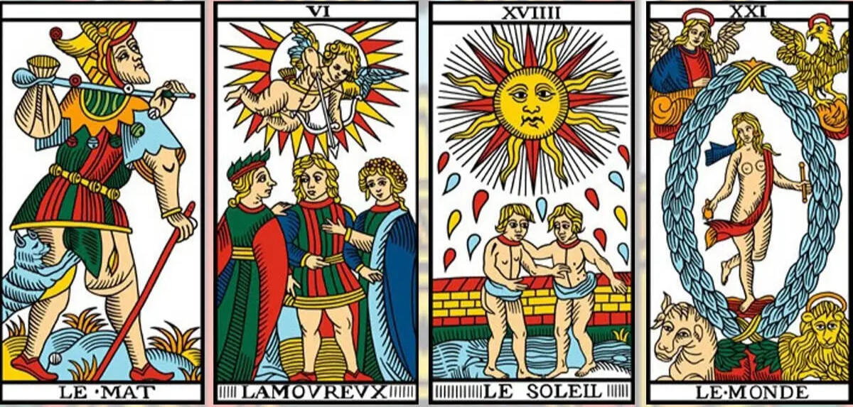 Cards from the Tarot de Marseille deck