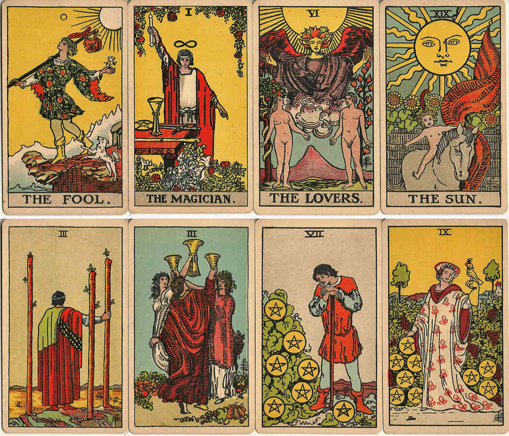 Cards from the Raider Waite-Smith tarot deck